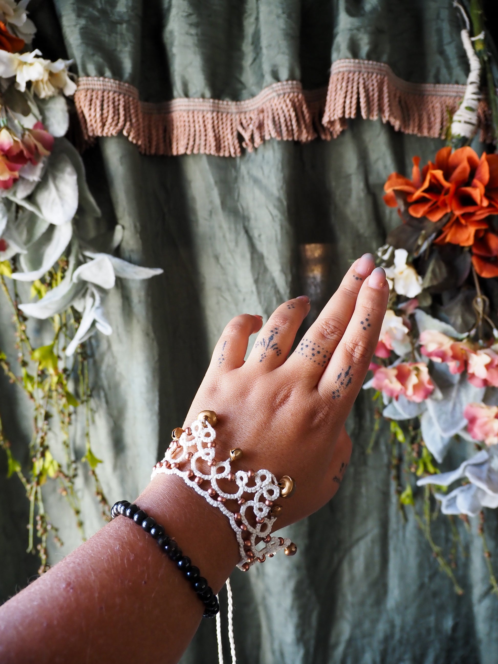 Faire bells anklet bracelet cream and copper